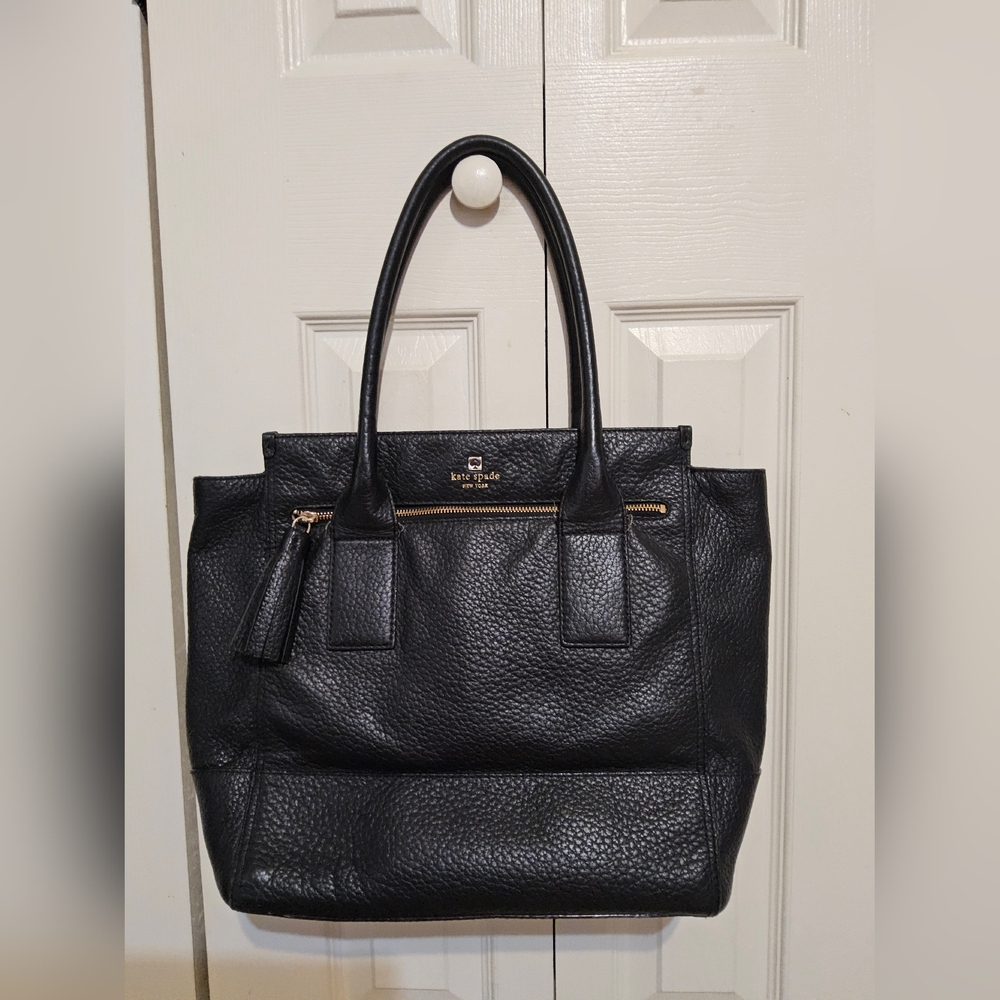 Kate Spade Black Leather Southport Avenue Oden Tote